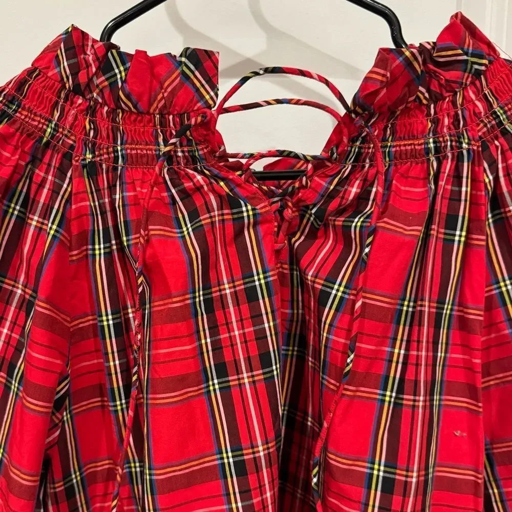 J.Crew smocked-neck plaid top